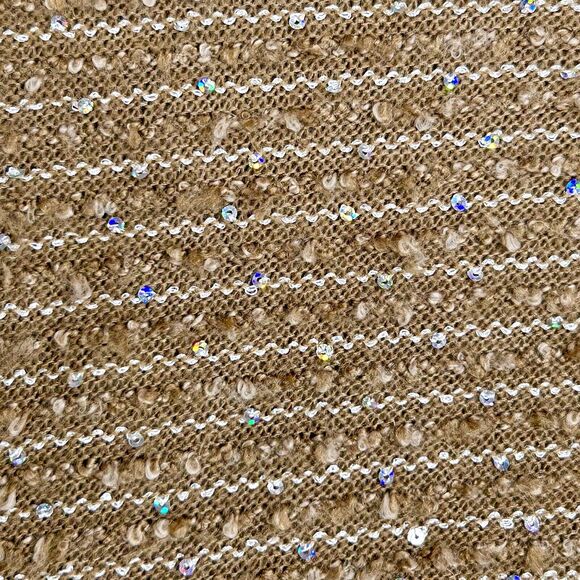 Toffee Apple Cardigan Women’s Large Brown Boho Knit Preppy Stripe Sequin Sweater - Picture 9 of 13
